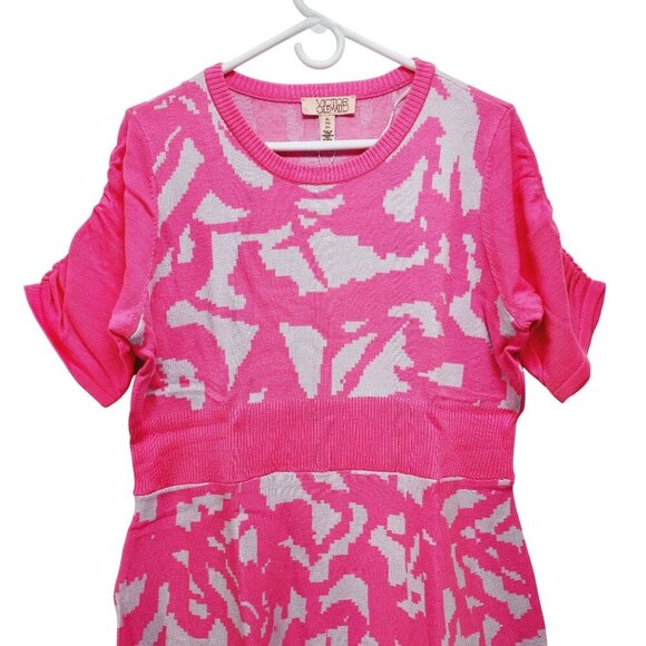 VG By Victor Glemaud Short Sleeve Sweater Dress Size XL Pink Wool Blend NEW - Picture 3 of 11